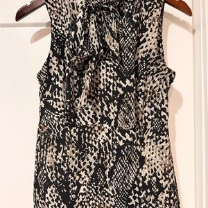 Ann Taylor Black and Cream Patterned Blouse